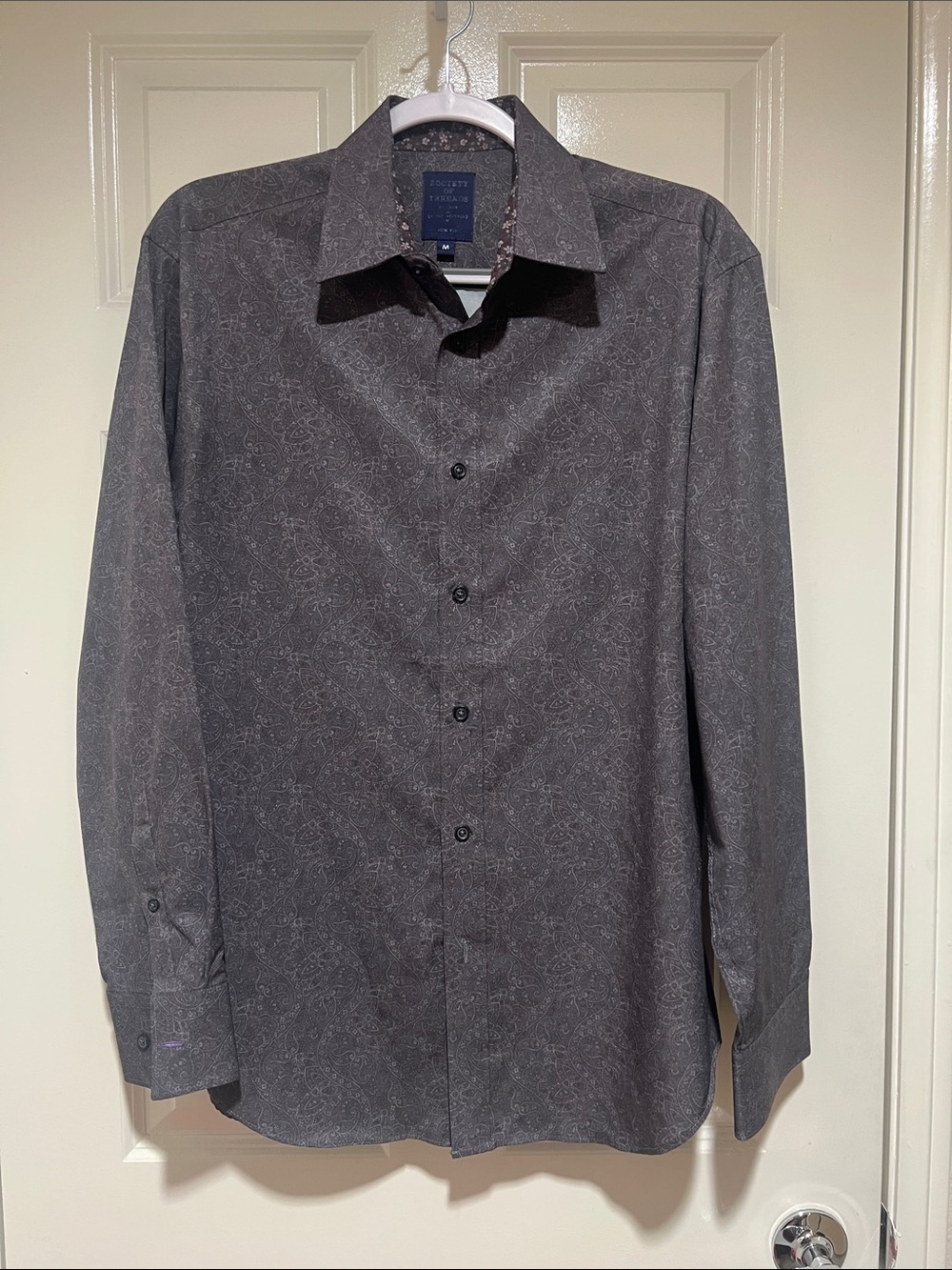 Society of Threads slim fit Men's Dark Gray Paisley Dress Shirt size M